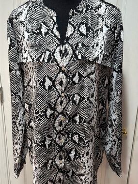 Calvin Klein Black and White Snake Print Blouse